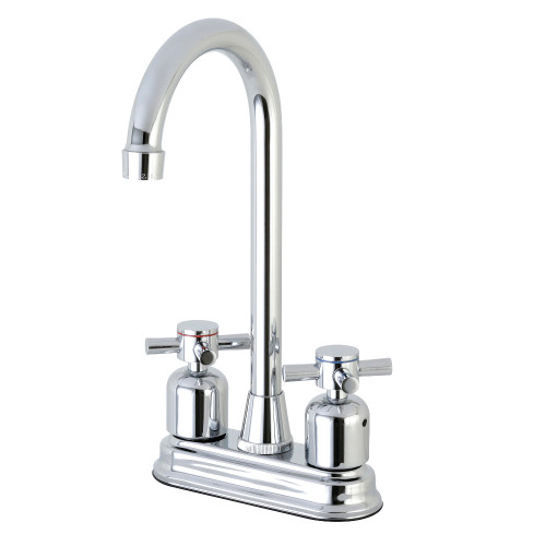 Kingston Brass Concord FB491DX Two Handle High-Arch Spout Bar Faucet, Polished Chrome