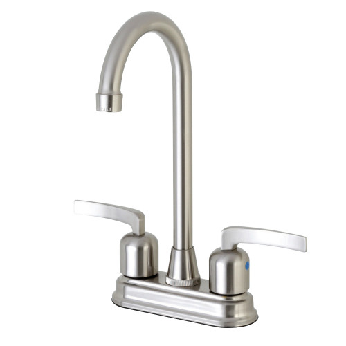 Kingston Brass Centurion FB498EFL Two Handle High-Arch Spout Bar Faucet, Brushed Nickel