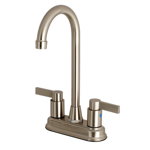 Kingston Brass FB498NDL Two Handle High-Arch Bar Faucet, Brushed Nickel