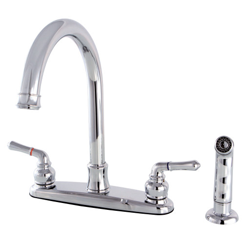 Kingston Brass FB7791NMLSP Naples 8-Inch Centerset Kitchen Faucet with Sprayer, Polished Chrome