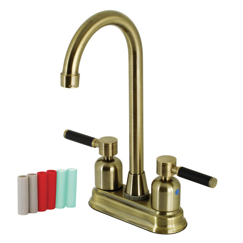 Kingston Brass KB8493DKL Kaiser Two Handle Bar Faucet, Antique Brass