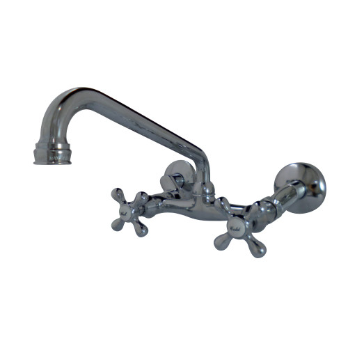 Kingston Brass KS200C Two Handle Adjustable Center Wall Mount Kitchen Faucet, Polished Chrome