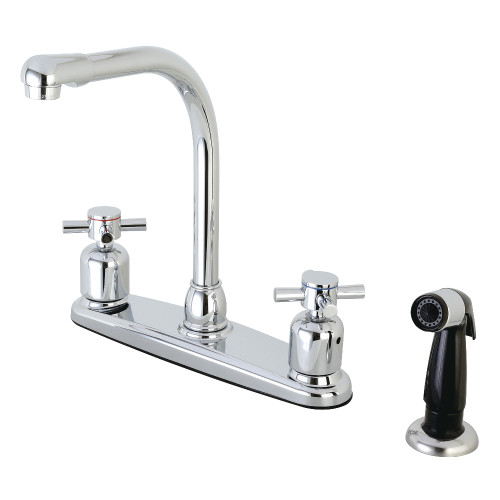 Kingston Brass FB751DX Concord 8-Inch Centerset Kitchen Faucet with Sprayer, Polished Chrome