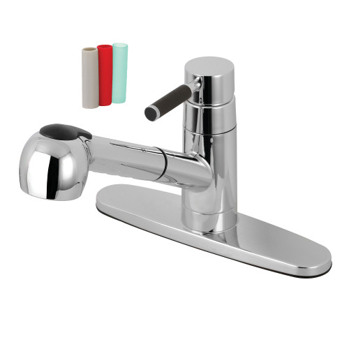 Kingston Brass Gourmetier GSC881DKLSP Single Handle Pull-Out Kitchen Faucet, Polished Chrome