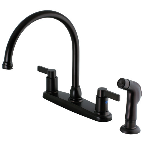 Kingston Brass FB2795NDLSP NuvoFusion 8-Inch Centerset Kitchen Faucet with Sprayer, Oil Rubbed Bronze