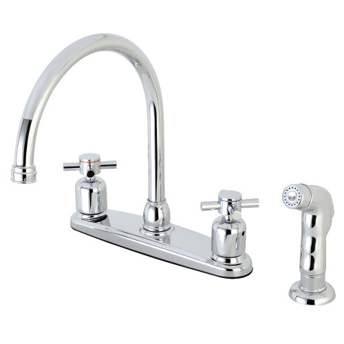Kingston Brass FB791DXSP Concord 8-Inch Centerset Kitchen Faucet with Sprayer, Polished Chrome