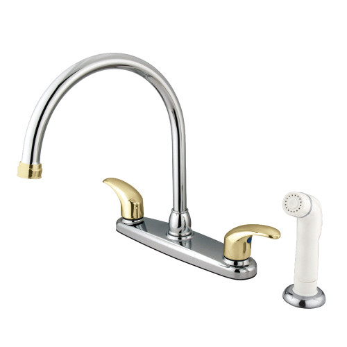Kingston Brass KB6794LL Legacy 8-Inch Centerset Kitchen Faucet, Polished Chrome/Polished Brass