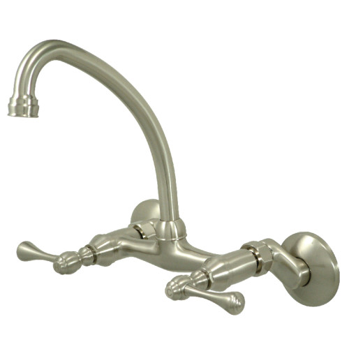 Kingston Brass KS314SN Kingston Two Handle Wall Mount Kitchen Faucet, Brushed Nickel