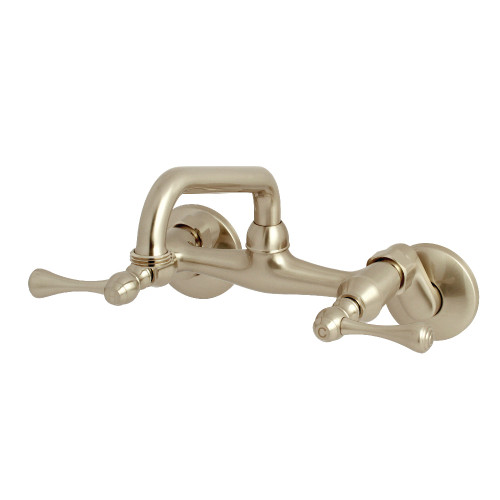 Kingston Brass KS373SN Kingston Two Handle Wall Mount Laundry Faucet, Brushed Nickel