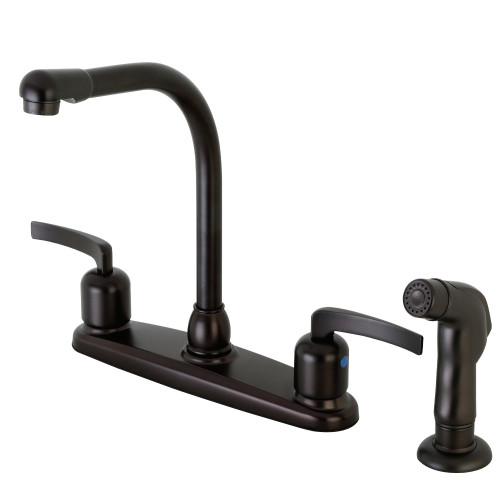 Kingston Brass FB755EFLSP Centurion 8-Inch Centerset Kitchen Faucet with Sprayer, Oil Rubbed Bronze
