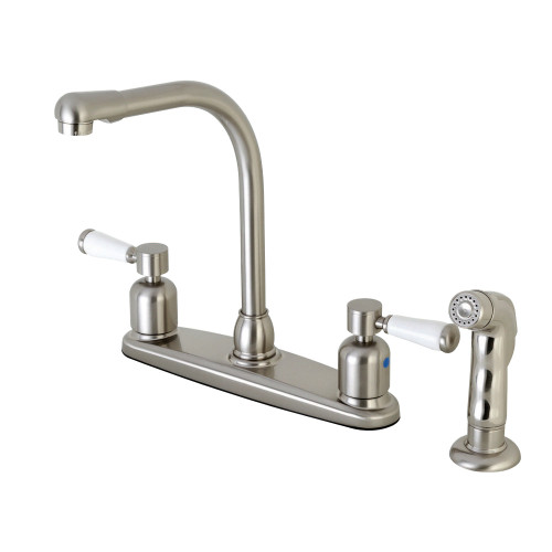 Kingston Brass FB758DPLSP Paris 8-Inch Centerset Kitchen Faucet with Sprayer, Brushed Nickel
