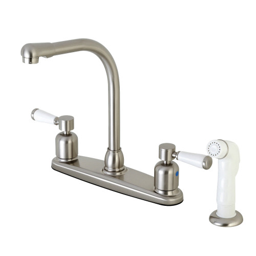 Kingston Brass FB718DPL Paris 8-Inch Centerset Kitchen Faucet with Sprayer, Brushed Nickel