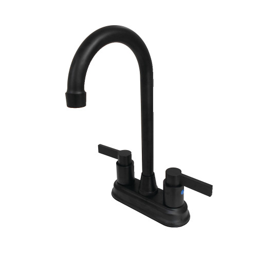 Kingston Brass KB8490NDL NuvoFusion 4" Centerset Two Handle Bar Faucet, Matte Black