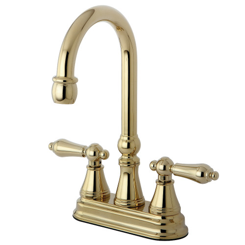 Kingston Brass KS2492AL Two Handle Bar Faucet, Polished Brass