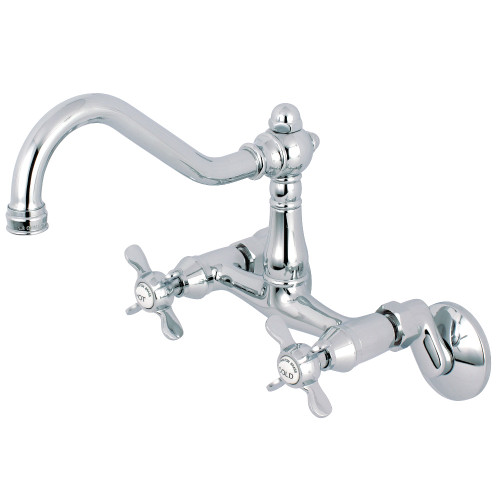 Kingston Brass KS3221BEX 6-Inch Adjustable Center Wall Mount Kitchen Faucet, Polished Chrome