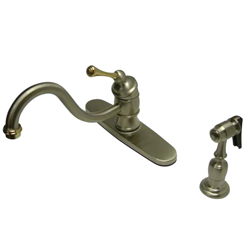 Kingston Brass KB3579BLBS 8-Inch Kitchen Faucet, Brushed Nickel/Polished Brass