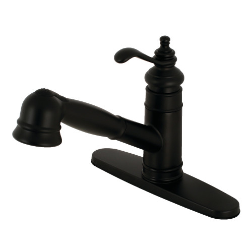 Kingston Brass Gourmetier GSC7570TL Templeton Single Handle Pull-Out Kitchen Faucet, Matte Black