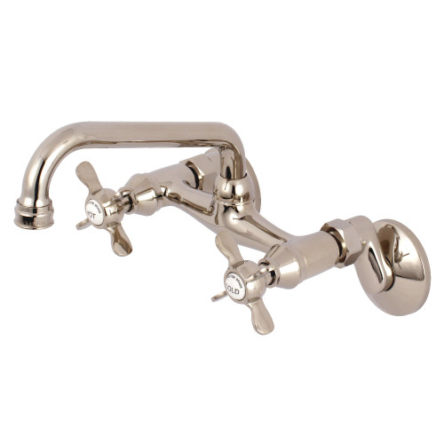 Kingston Brass KS113PN Essex Two Handle Wall Mount Kitchen Faucet, Polished Nickel