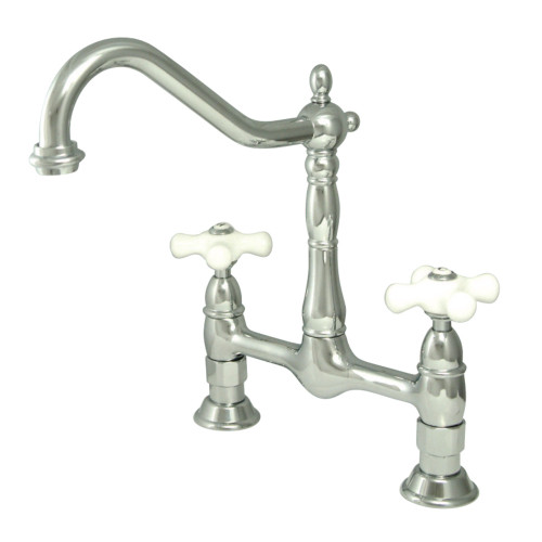 Kingston Brass KS1171PX Heritage Bridge Kitchen Faucet, Polished Chrome