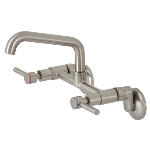 Kingston Brass KS823SN Concord Two Handle Wall-Mount Kitchen Faucet, Brushed Nickel