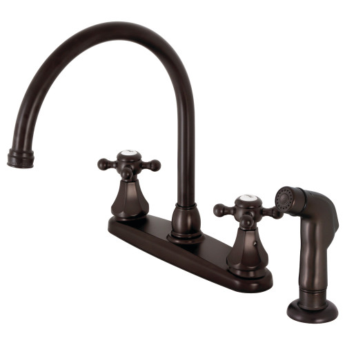 Kingston Brass KB4725BXSP Metropolitan Two Handle Centerset Kitchen Faucet with Side Sprayer, Oil Rubbed Bronze