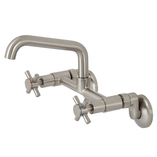Kingston Brass KS423SN Concord Two Handle Wall-Mount Kitchen Faucet, Brushed Nickel