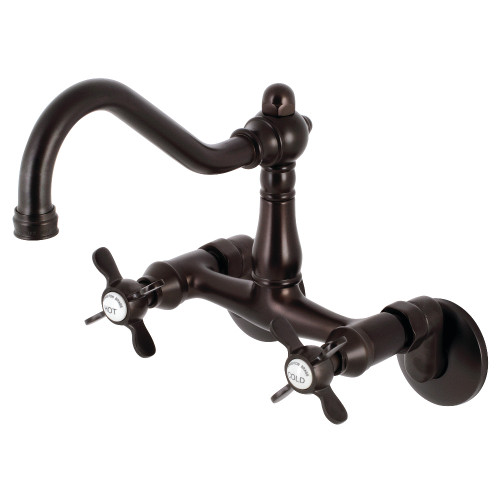 Kingston Brass KS3225BEX 6-Inch Adjustable Center Wall Mount Kitchen Faucet, Oil Rubbed Bronze