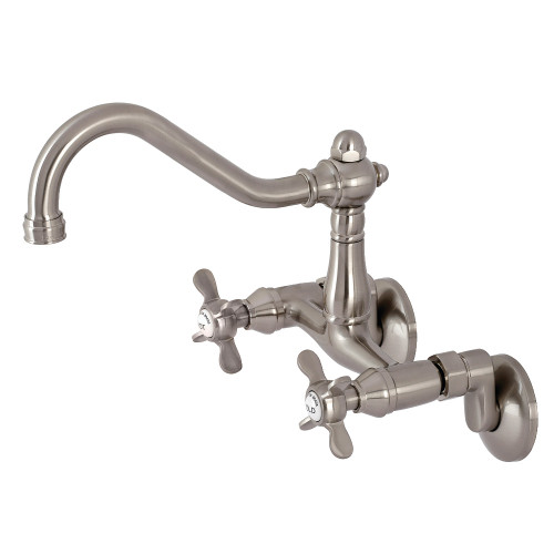 Kingston Brass KS3228BEX 6-Inch Adjustable Center Wall Mount Kitchen Faucet, Brushed Nickel