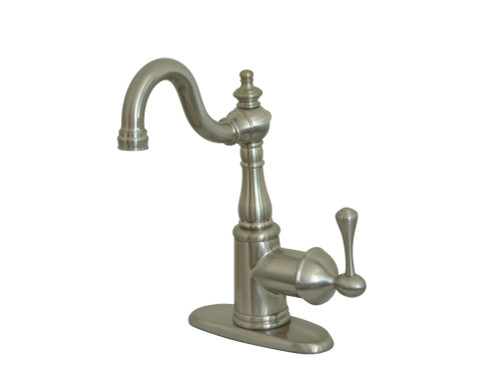 Kingston Brass KS7498BL English Vintage Single Handle Bar Faucet with Deck Plate, Brushed Nickel