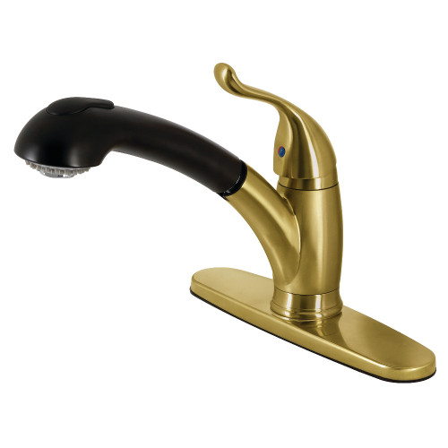 Kingston Brass KB5707YL Yosemite Single Handle Pull-Out Kitchen Faucet, Brushed Brass