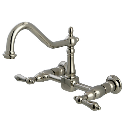 Kingston Brass KS1246AL Heritage Wall Mount Bridge Kitchen Faucet, Polished Nickel