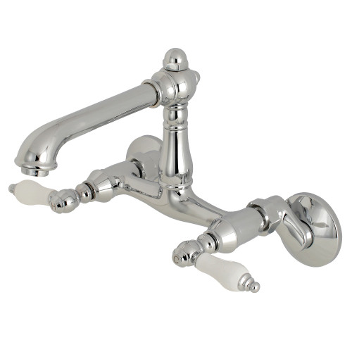 Kingston Brass English Country 6-Inch Adjustable Center Wall Mount Kitchen Faucet, Polished Chrome - KS7221PL