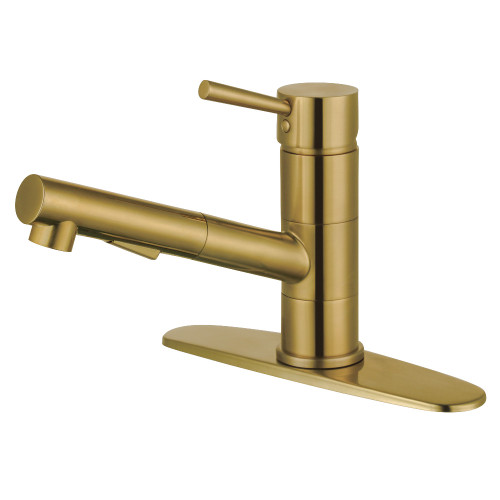 Kingston Brass Gourmetier LS8403DL Concord Single Handle Pull-Out Kitchen Faucet, Brushed Brass