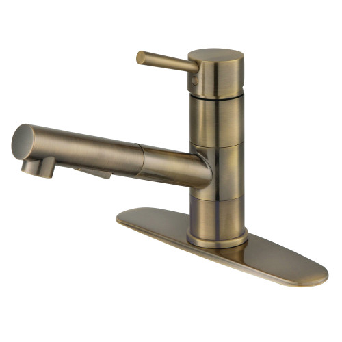 Kingston Brass Gourmetier Concord Single Handle Pull-Out Kitchen Faucet, Antique Brass - LS840DLAB