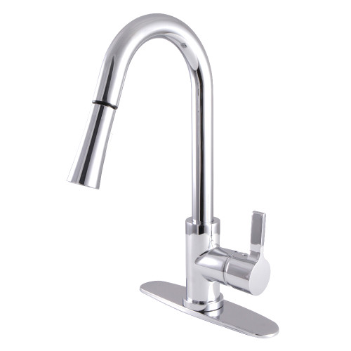 Kingston Brass Gourmetier LS8681CTL Continental Single Handle Pull-Down Kitchen Faucet, Polished Chrome