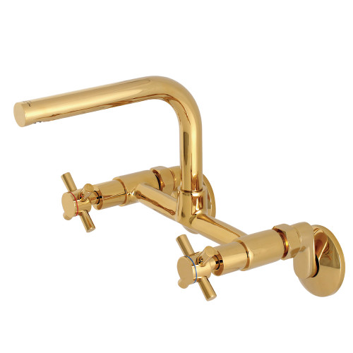 Kingston Brass Concord 8-Inch Adjustable Center Wall Mount Kitchen Faucet, Polished Brass - KS412PB