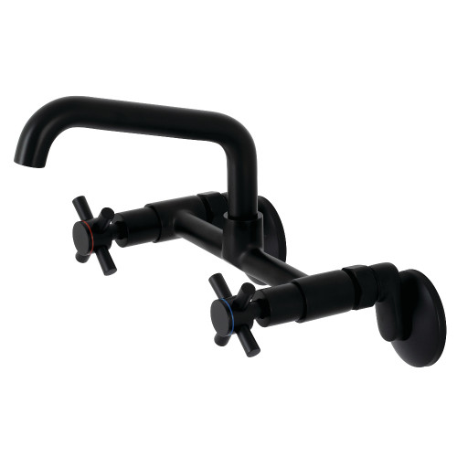 Kingston Brass KS423MB Concord Two Handle Wall-Mount Kitchen Faucet, Matte Black