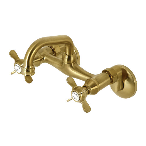 Kingston Brass KS112SB Two Handle Wall Mount Bar Faucet, Brushed Brass