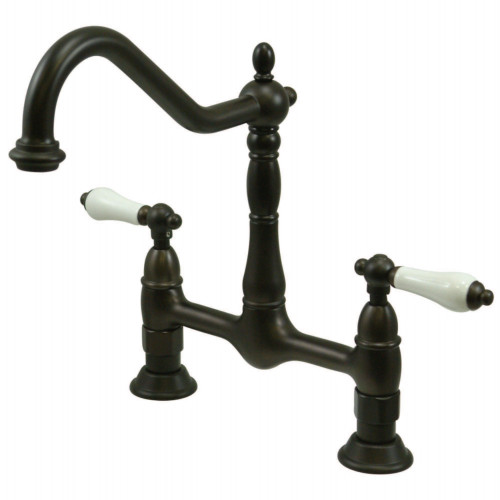 Kingston Brass KS1175PL Heritage Bridge Kitchen Faucet, Oil Rubbed Bronze