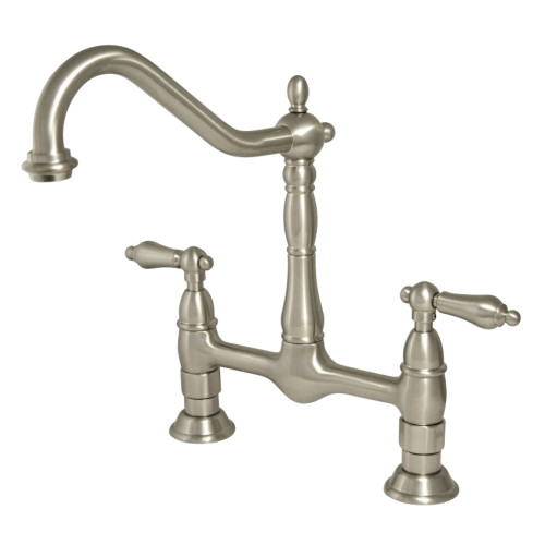 Kingston Brass KS1178AL Heritage Bridge Kitchen Faucet, Brushed Nickel