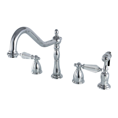 Kingston Brass KB1791WLLBS Wilshire Widespread Kitchen Faucet with Brass Sprayer, Polished Chrome