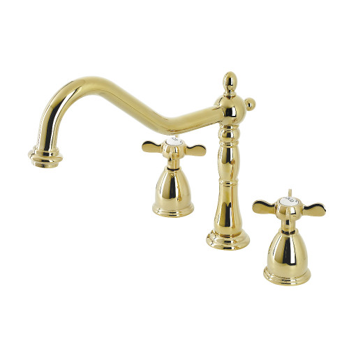 Kingston Brass KB1792BEXLS Widespread Kitchen Faucet, Polished Brass