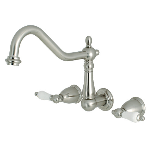 Kingston Brass KS1288PL Heritage Wall Mount Kitchen Faucet, Brushed Nickel