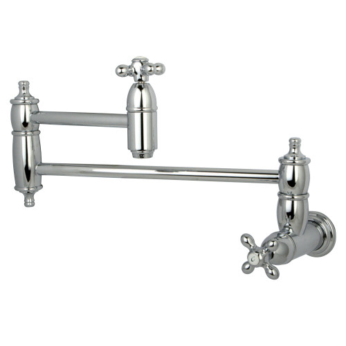 Kingston Brass KS3101AX Restoration Wall Mount Pot Filler Kitchen Faucet, Polished Chrome