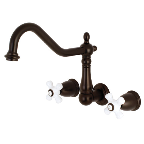 Kingston Brass KS1285PX Heritage Wall Mount Kitchen Faucet, Oil Rubbed Bronze