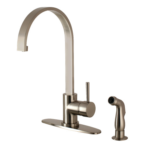 Kingston Brass Gourmetier LS8718DLSP Concord Single Handle Kitchen Faucet with Side Sprayer, Brushed Nickel