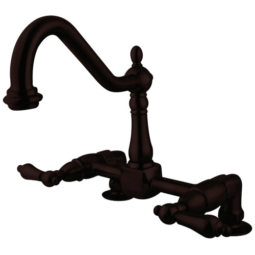 Kingston Brass KS1145AL Heritage Two Handle Bridge Kitchen Faucet, Oil Rubbed Bronze