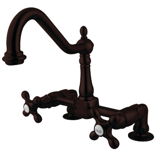 Kingston Brass KS1145AX Heritage Two Handle Bridge Kitchen Faucet, Oil Rubbed Bronze