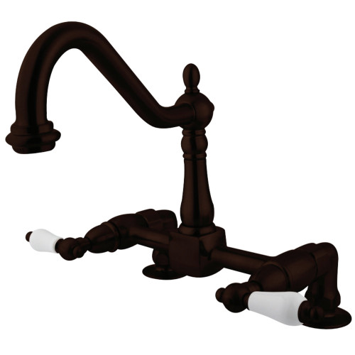 Kingston Brass KS1145PL Heritage Two Handle Bridge Kitchen Faucet, Oil Rubbed Bronze