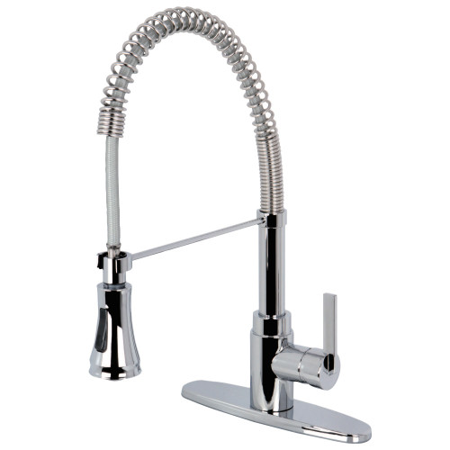 Kingston Brass Gourmetier GSY8871CTL Continental Spring Spout Pull Down Spray Pre-Rinse Kitchen Faucet, Polished Chrome